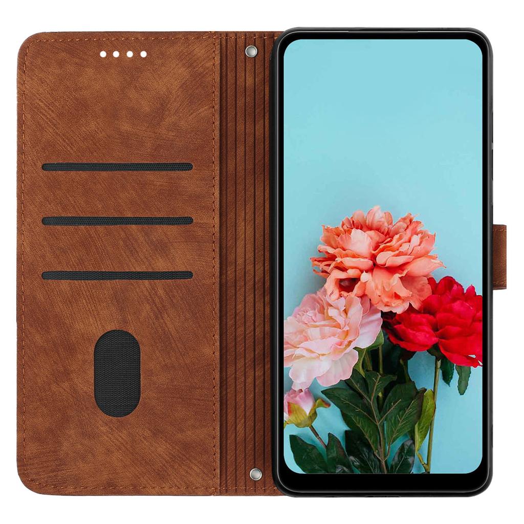For Motorola Moto G Play (2024) 4G PU Leather Stand Cover Line Wallet Phone Case Skin Touch Feeling