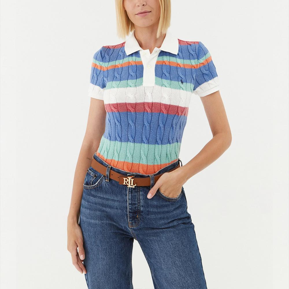 Polo Ralph Lauren Color Block Striped Knit Polo Shirt Women tops Multicolor 211905926002