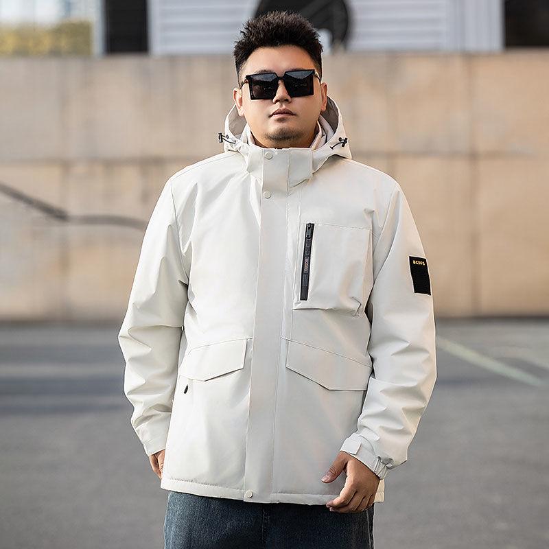 

Men s Plus Size Waterproof Windproof Hooded Mountaineering Jacket for Autumn/Winter 6XL [240-260 Jin]