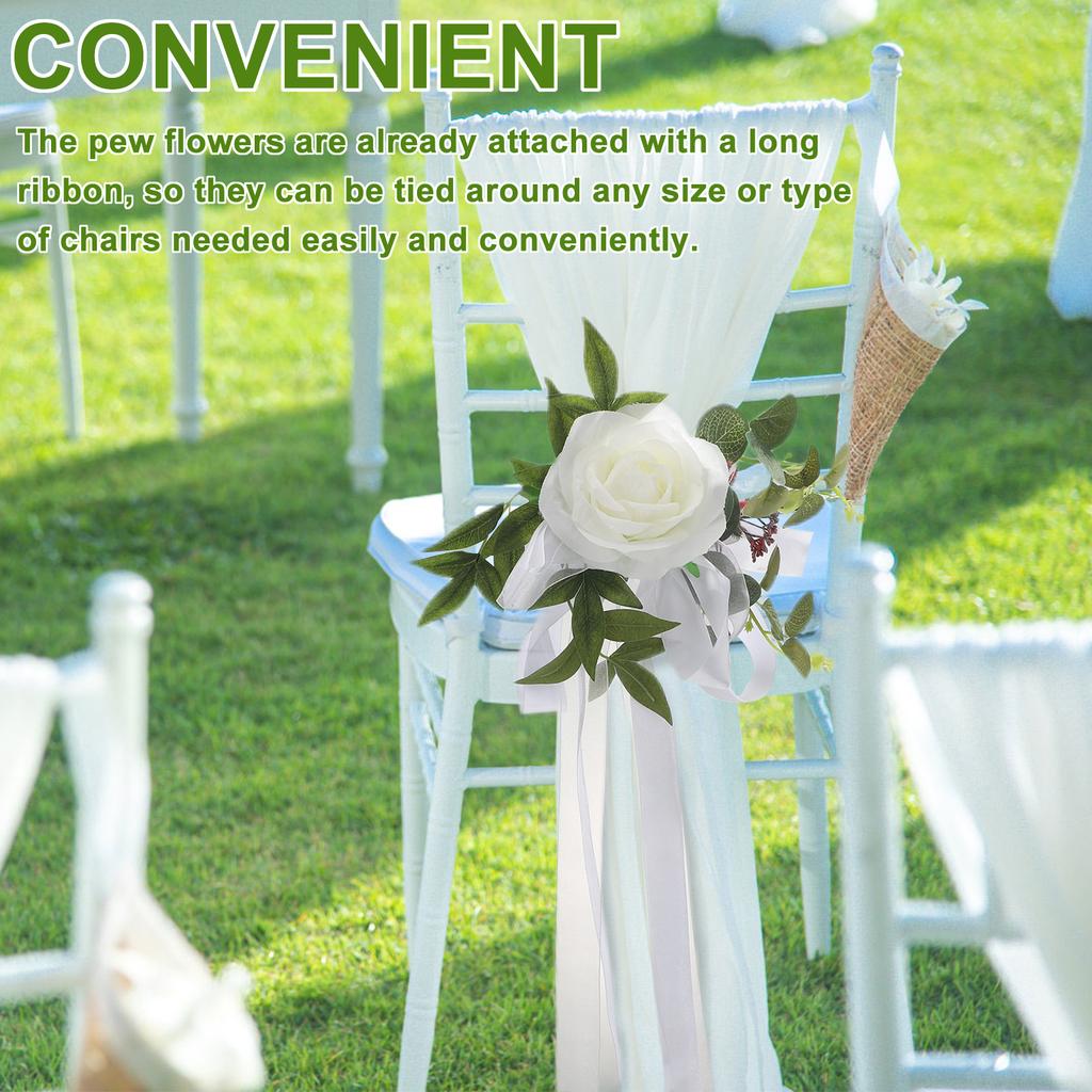 Chair Back Flower Artificial Floral Decoration for Wedding Celebration Banquet Yellow