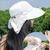 Verstellbarer Solarbetriebener Ventilator Hut Großer Schirm Gesichtsabdeckung UV-Schutz Hut Integrierter Schulterumhang Fischerhut Sonnenschutz