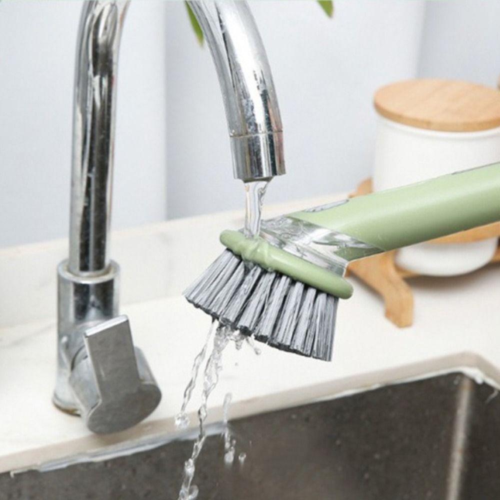 Press Cleaner Kitchen Pan Brush Non-Slip Dish Washing Scrubber Cookware Cleaner Brush  Kitchen Use