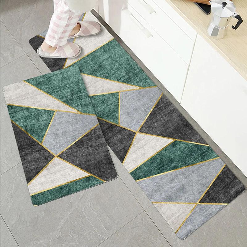 2PCS Kitchen Mats Non-slip Absorbent Door Mats Bedroom Door Mats Bathroom Mats Put Grey Mats Home Door Carpets