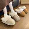 Fashion 2024 Winter Platform Plush Slippers for Women Warm Fluffy Faux Fur Snow Boots Woman Non Slip Sole Cotton Padded Shoes Mujer