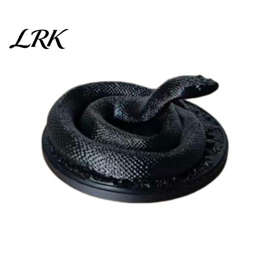 Decorative Snake for Photography 3D Printed Coiled Ornament, Halloween Gothic Black Figurine, Spooky Landscaping Figure Vintage Viper Decoration Home