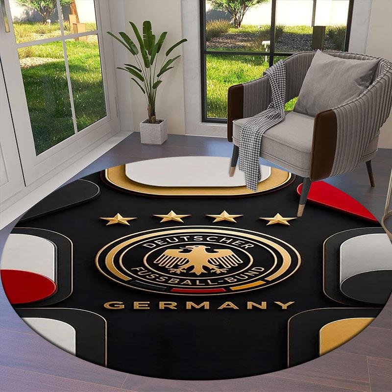 Germany National Football Team Round Area Rug,Carpet Rug for Living Room Bedroom Sofa Playroom Decor,Non-slip Floor Mat