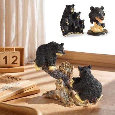 Desktop-Schwarzbär-Statue, Bärenfigur aus Kunstharz, Kunstwerke, kreatives stehendes Bären-Ornament für die Wohnzimmer-Dekoration