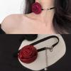 Fashionable Flower Choker Necklace Trendy Rope Necklace Gothic Clavicle Chain