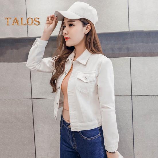 Winterjacke für Damen, lange Ärmel, Umlegekragen, Brusttaschen, Knopfverschluss, Mantel, kurze Ausführung, lässige Streetwear, Jeansmäntel