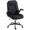Linen-Look Computer Desk Chair, Executive Office Chair with Flip-Up Armrests and Thick Cushion, Black