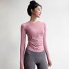 Women's Yoga Fitness Clothing Long Sleeve round Neck Tight Top Quick Dry Running Sportswear Pilates Training Gym Suit
