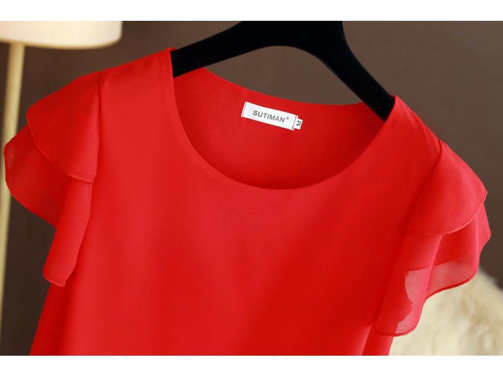 Women's Plus Size Chiffon Top: Loose, Fashionable, Short-Sleeved Summer Blouse