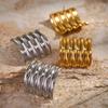 Ins Cold Wind 18k Gold Stainless Steel Ribbed Earrings European and American Internet Celebrities with the Same Square Big Wave Ribbed Earrings