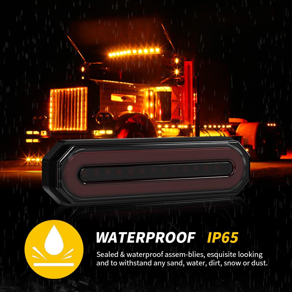 Dual-Color 45 LED Tail Light for Pickup Trucks: Combination Brake and Sequential Turn Signal Light, 12-24V.