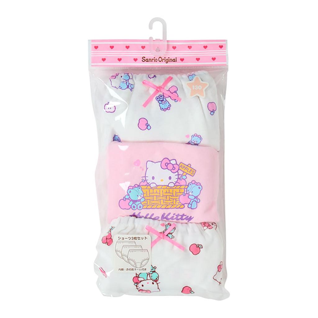 Sanrio Hello Kitty Elmalı İsimli 153753 Çocuk Şortu, 3 Parça Set, Tasarım, 130cm, %100 Pamuk, Etiket,