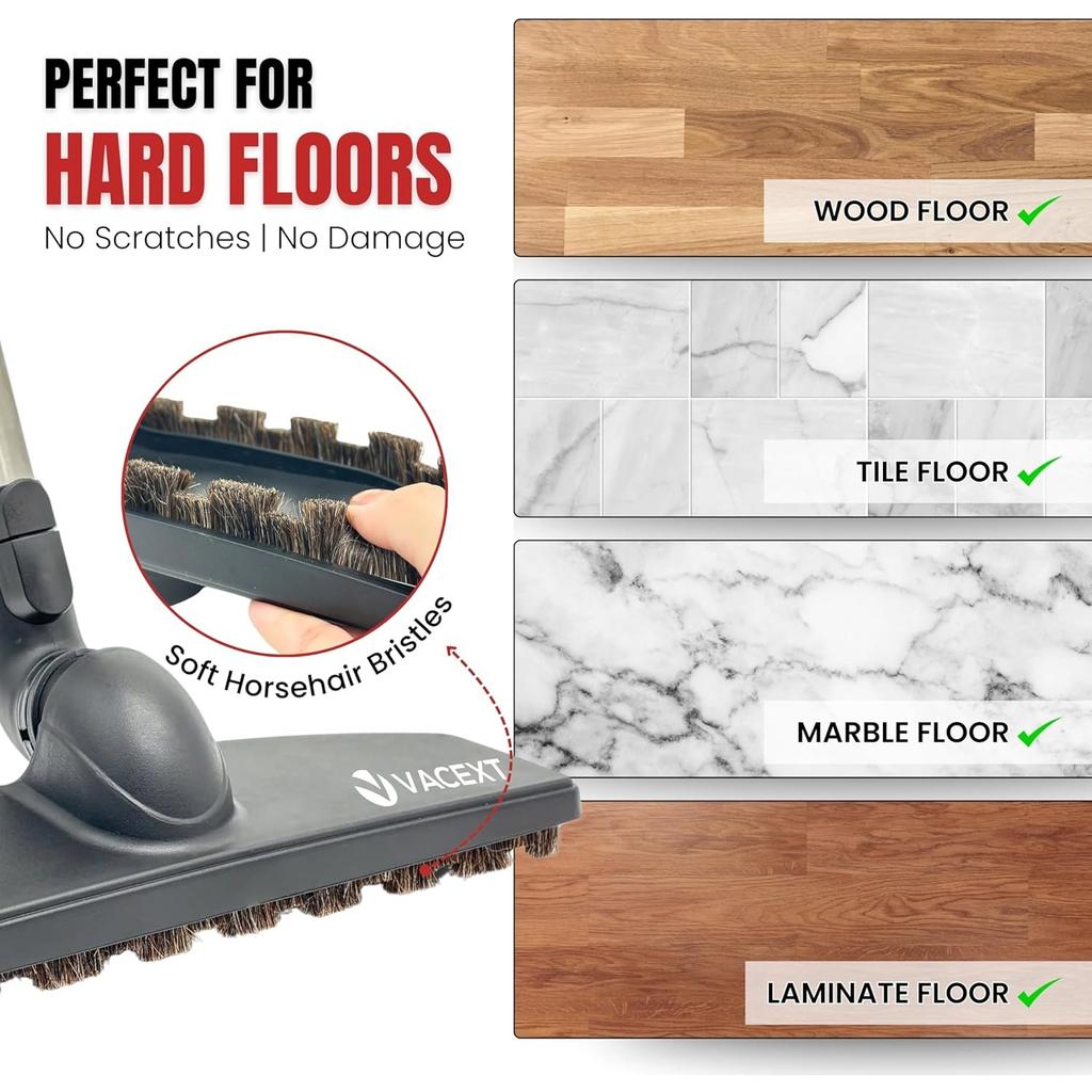 For Miele Hardwood Floor Brush Head – 12” Parquet Twister with Soft Horsehair Bristles, – Compatible with Miele C1, C2, C3 Canister Vacuums