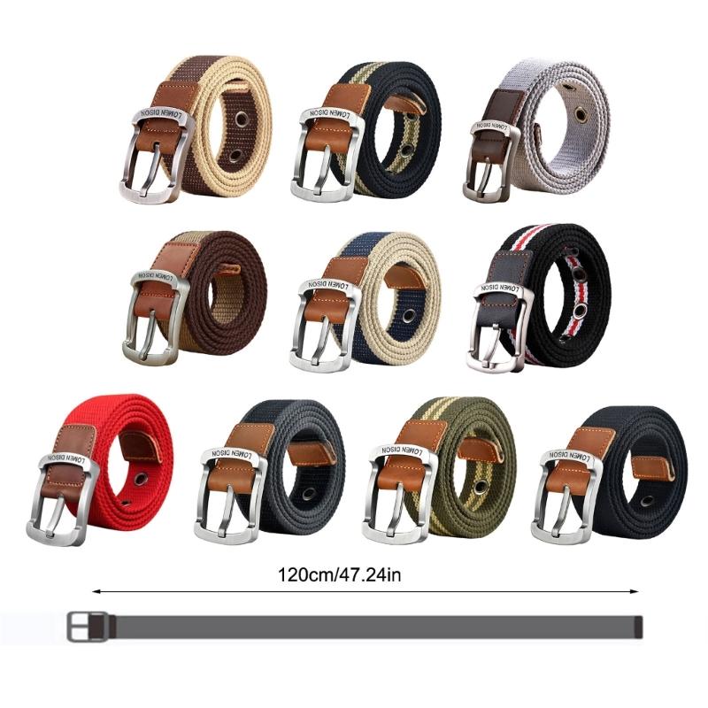 Fashion Canvas Waistband Adjustable Pin Buckles Design Waist Belt For Men Women Unisex Casual Jeans And Trousers