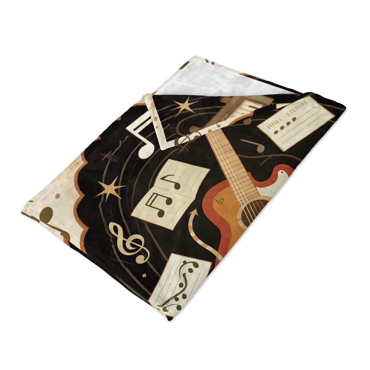 1 шт. Музыкальная гитарная нотная печать Фланелевое одеяло Разные размеры Гостиная Диван Дневной сон Ковер для отдыха Мягкий Удобный Машинная стирка 70x100cm