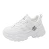 2024 Spring Lace-Up Thick Bottom Vulcanize Shoes White Platform Women's Sneakers Woman Pu Leather Wesh Breathable Sports Shoes