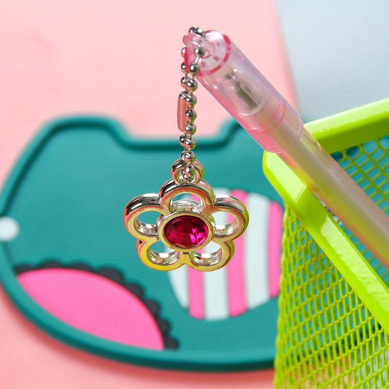 

Back to school season 10pcs 0.5mm creative plum blossom gemstone pendant gel pen girly heart pendant pen cute stationery writing water-based pen розовый