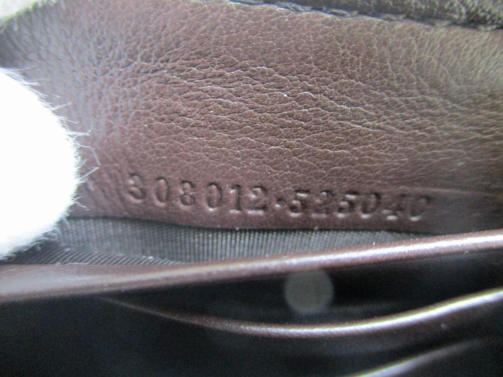 Authentic GUCCI GG Dark Brown Leather Round Zip Wallet #a735  Refurbished