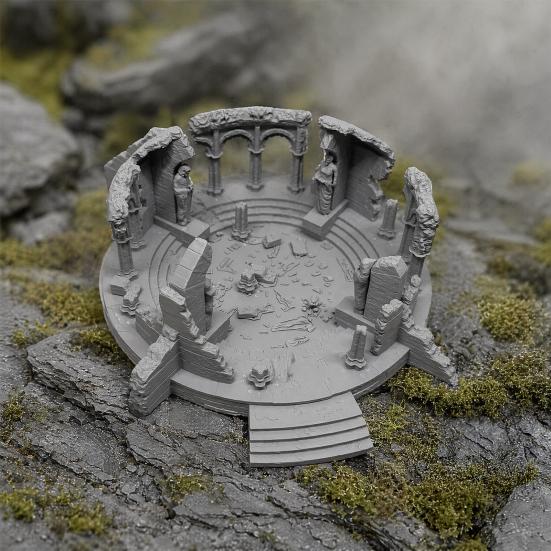 Yousheng Ancient Greek Altar Ruins Statue, Micro Landscape Miniature Model, 3D Printed Architecture Desktop Ornament for Home Office