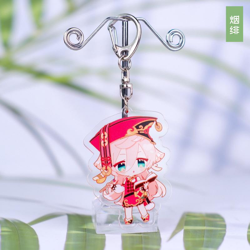 Anime Genshin Impact Acrylic Keychains Barbara Hu Tao Yae Miko Zhongli Yoimiya Qiqi Raiden Shogun Klee Nahida Pendant Figure Toy
