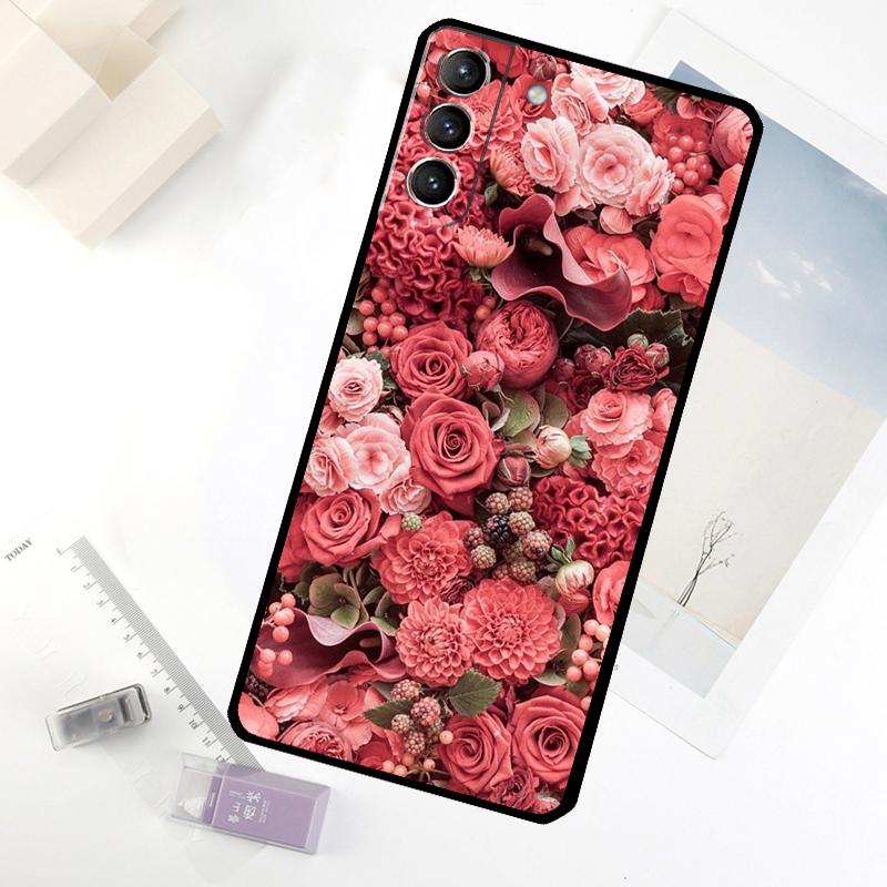 Flower Red Rose Phone Case For Samsung Galaxy S25 FE S20 FE S21 S22 S23 S24 S25 S26 Ultra S10 S25 Plus Cover