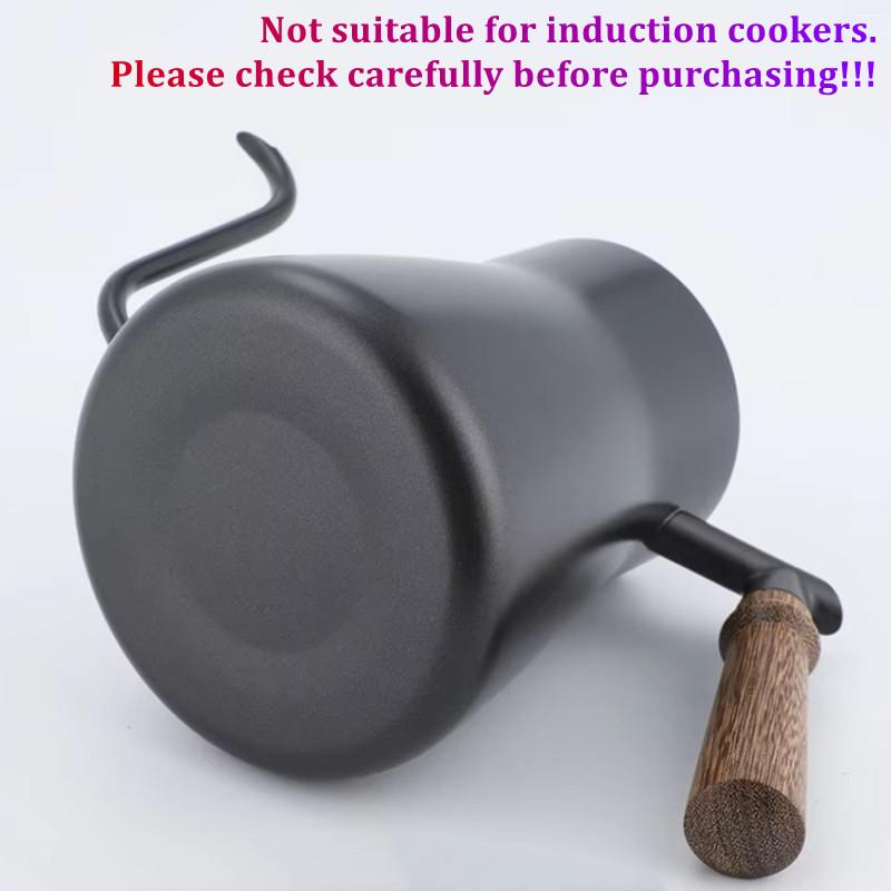 650ml/850ml Pour Over Kettle Exact Thermometer Long Narrow Gooseneck Kettle Wood Handle Coffee kettle Pot for Drip Coffee Tea