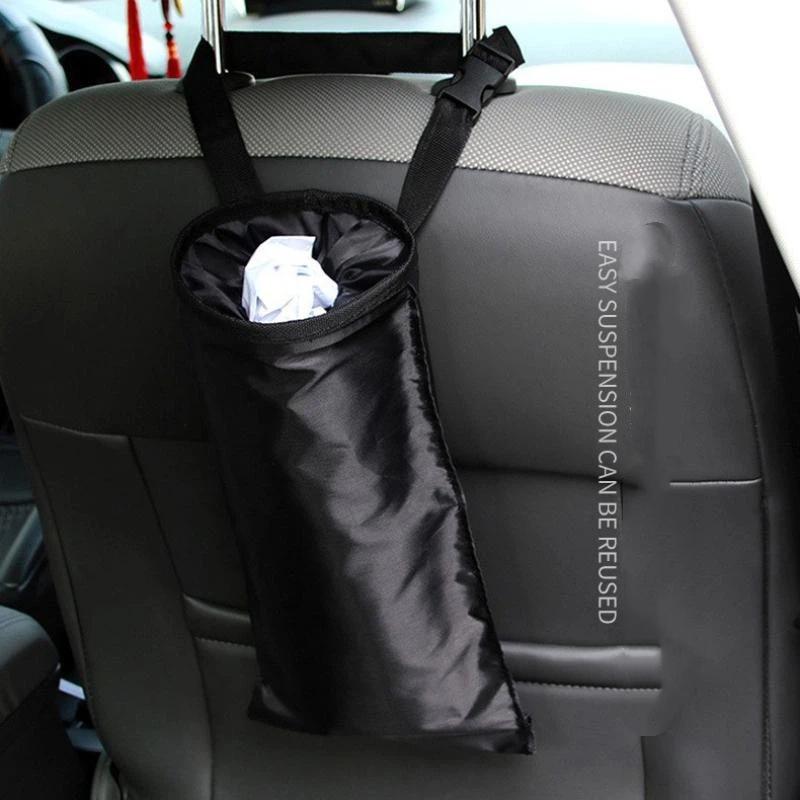 Portable Car Hanging Trash Bin Oxford Cloth Seat Back Garbage Storage Container for Car Outdoor Camping Use