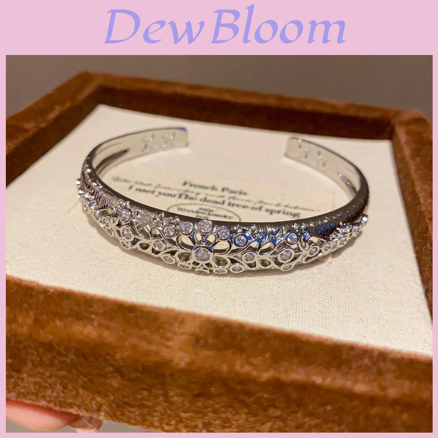 Vintage Silver Zircon Open Bracelet With Geometric Design For Fashion Accessories