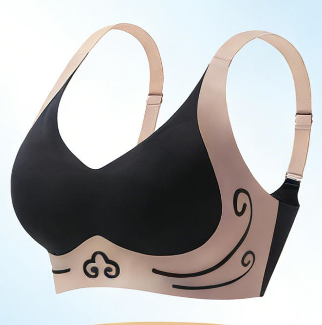Anti-gravity lifting and collecting secondary breasts, seamless underwear, shock-proof motion gathering bra, adjustable soft support M чёрный
