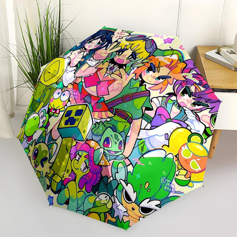 

1pc Automatic Folding Outdoor Umbrella with 3-Fold Design, Featuring Popular Anime Characters, Perfect for Fans, Travelers, and Daily Use - Ideal