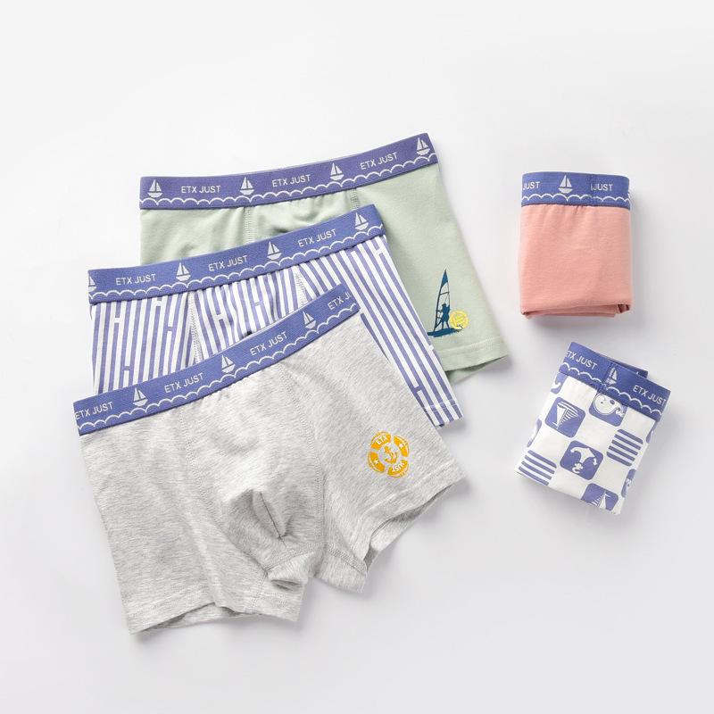 Boys' Cotton Boxer Briefs, Class A Medium & Large, Teen & Student Underwear, Four-Cornered Design, GB115 116