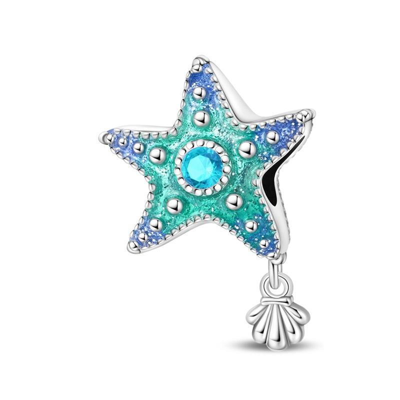 925 Silver Luminous Blue Ocean Series Octopus Starfish Charms Beads For Women Fit Bracelet DIY Jewelry Gifts