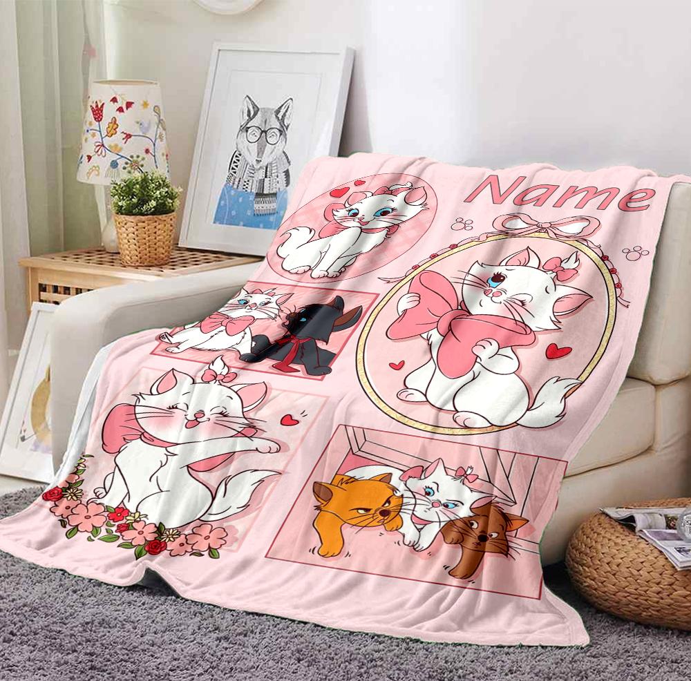 Custom Name Cat Love Flannel Blanket Throw Blanket Soft Warm Sofa Bed Decor Unique Gift