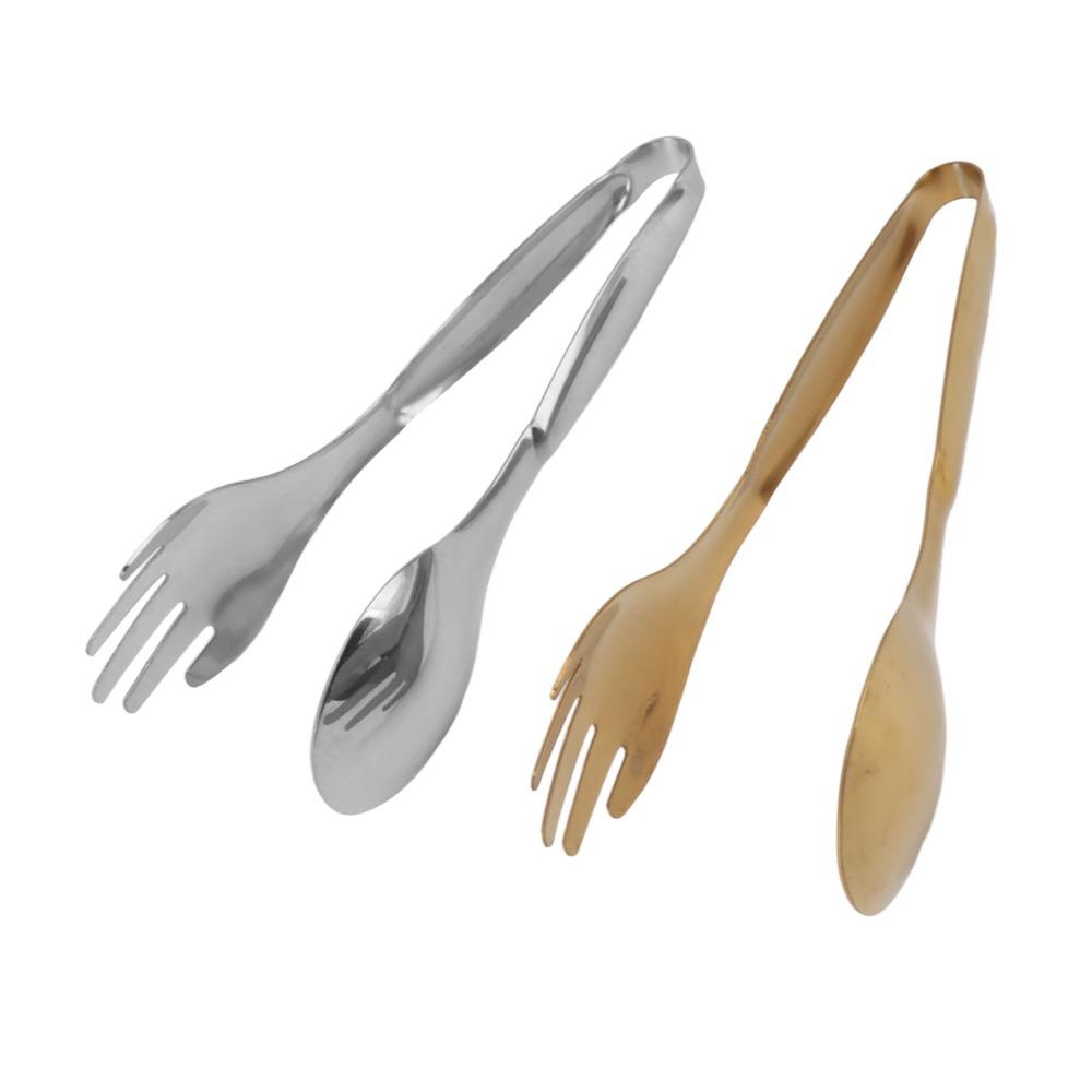 2 PCS Stainless Steel Serving Tongs Gold Silver Buffet Tongs Durable Salad Tongs Home Kitchen