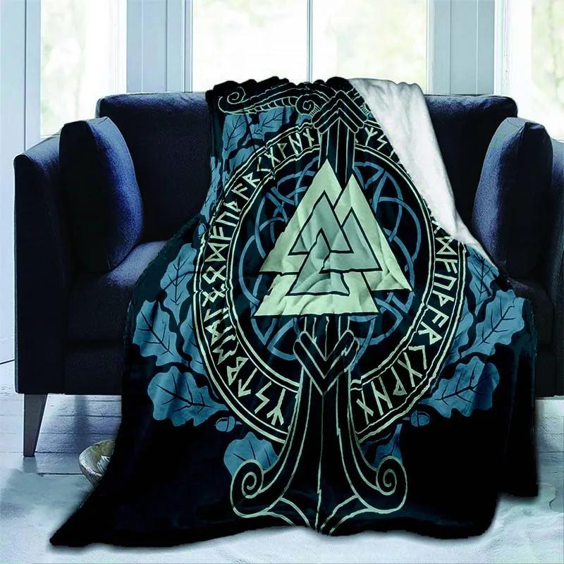 The Vikings Ancient Scandinavian Norse Runes Axes 3D Soft Throw Blanket Lightweight Flannel Warm Blanket for Bedroom Couch Sofa