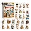 Cute Animal Desk Ornaments 24 Days Dog Advent Calendar 2026, 2D Acrylic Puppy Christmas Pajamas Series Hanging Pendants Countdown Calendar,