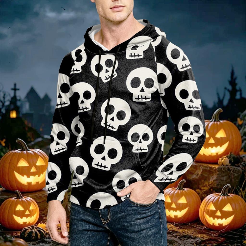 Men's Casual Loose Fit Printed Hoodie with Pocket and