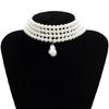 Simulated Pearl Necklaces Statement Bridal Choker Multi-Layer Pearl Necklace