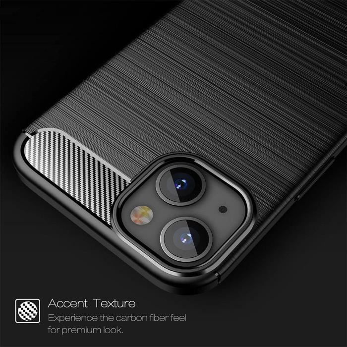 Coque de Protection - BOOLING - iPhone 14 - Souple - Fibre de Carbone - 2 Verres Trempés