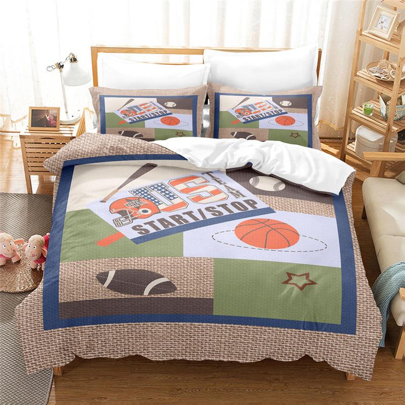 

Sports 3D Digital Ball Digital Printing Quilt Cover Home Textile Three-Piece Bedding 135 * 200