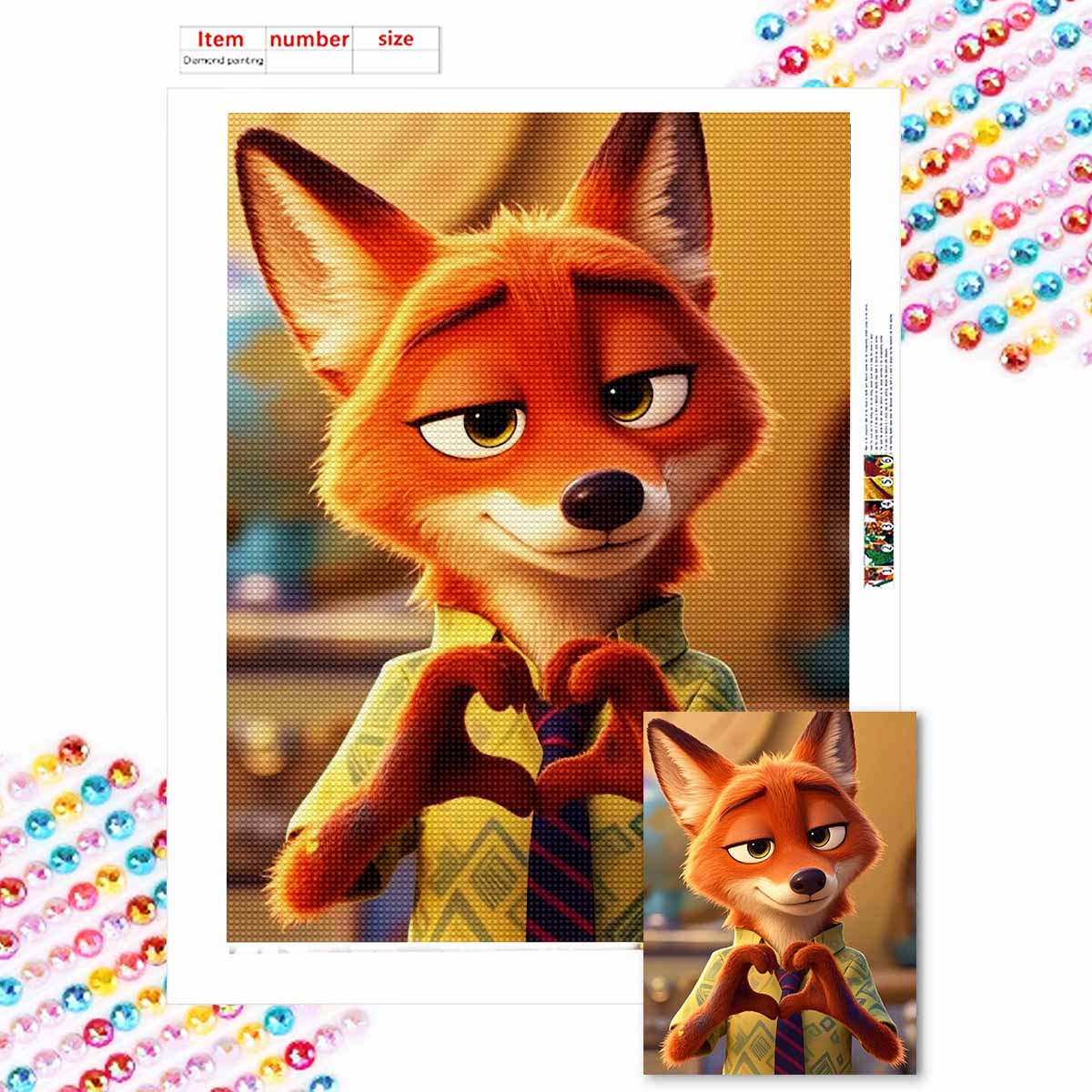 

Алмазная живопись своими руками Красивый лис Набор для вышивания крестом Мозаичное искусство Алмазная живопись Полный круг Алмаз Украшение для дома Round 20x30cm