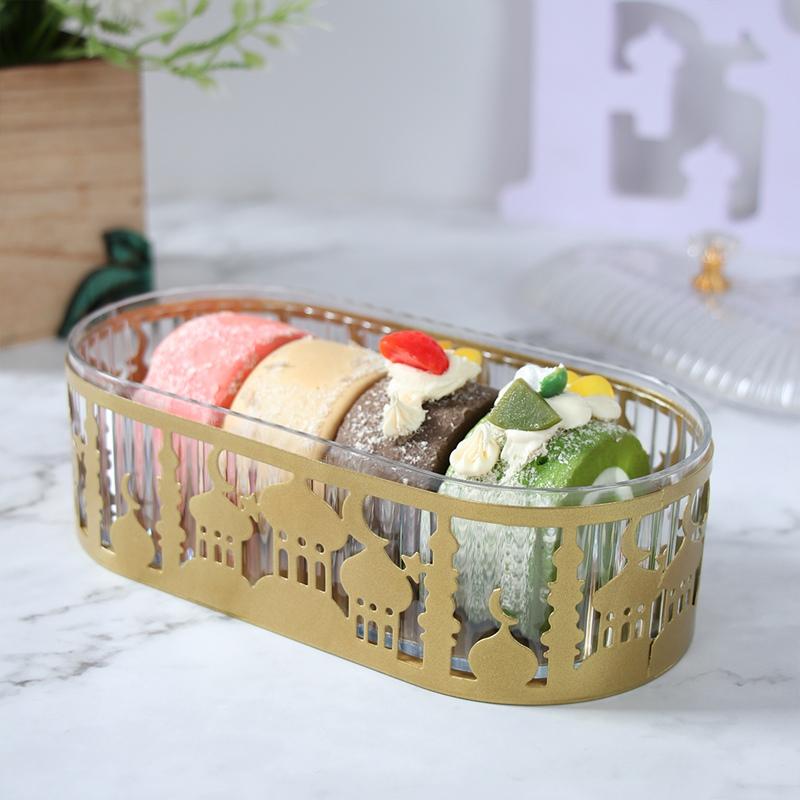 1Pcs Ramadan Festival Candy Snack Storage Box Eid Candy Snack Jar Plastic Metal Candy Box For Wedding Party Home Room Decoration