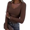 New Style Ribbed Texture Slim Fit V-neck Casual Women's Long Sleeve T-shirt