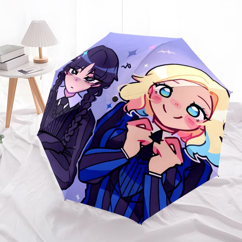 1pc Addams Family Wednesday7 Umbrella, Sun Protection, And UV Shielding. It Has Eight Sturdy Ribs for Outdoor Use And Perfect Gift
