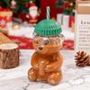 Creative Teddy Bear Glass Straw Cup: Cute, Cartoon, 600ml, High-Value, Perfect for Coffee