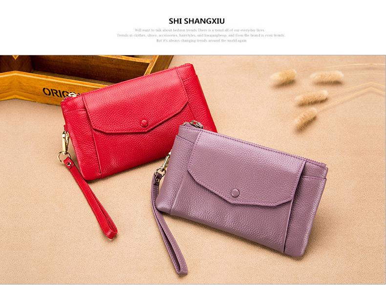 Ultra-Thin Large Capacity Genuine Leather Clutch Wallet for Ladies