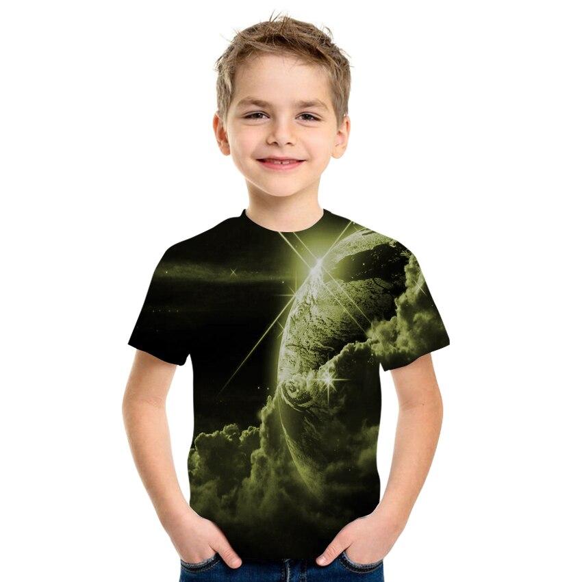 Letnia koszulka dziecięca kosmiczna gwiaździste niebo z nadrukiem 3d Harajuku Koszulka z krótkim rękawem